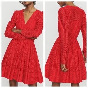Maje | Ralina Guipure Lace A-Line Dress | Red | S